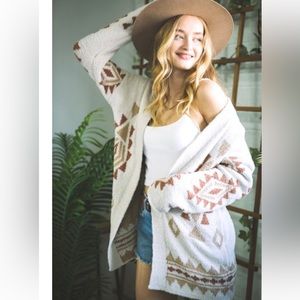 New! Aztec cozy long sweater coat